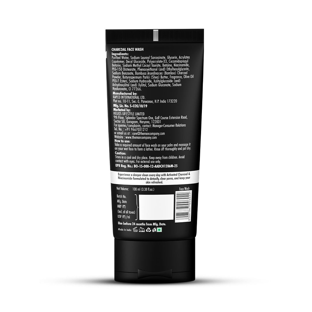 Charcoal Face Wash for Men – Charcoal & Niacinamide | Deep Cleansing & Oil Control