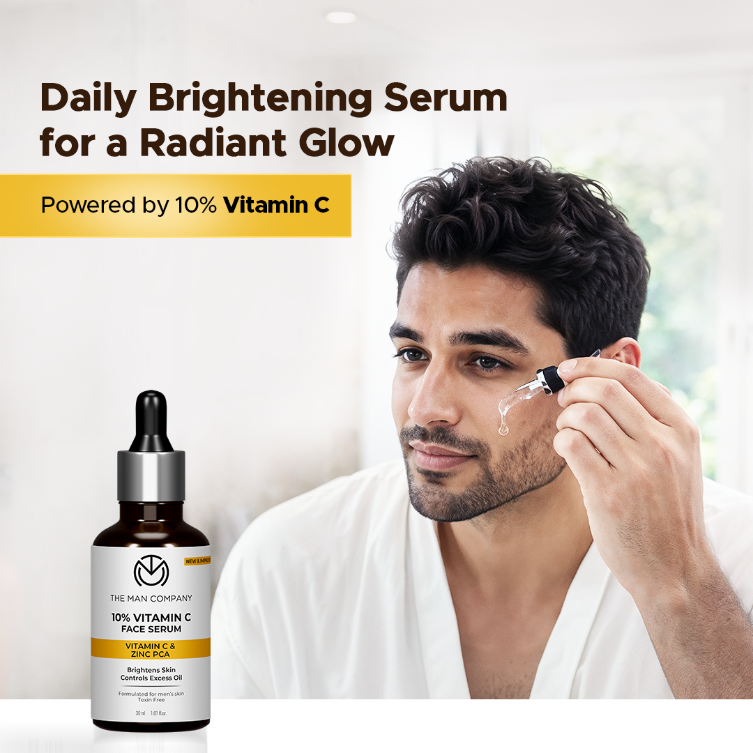 10% Vitamin C Face Serum for Man | Brightens Skin | Controls Excess Oil | Stable Vitamin C & Zinc PCA