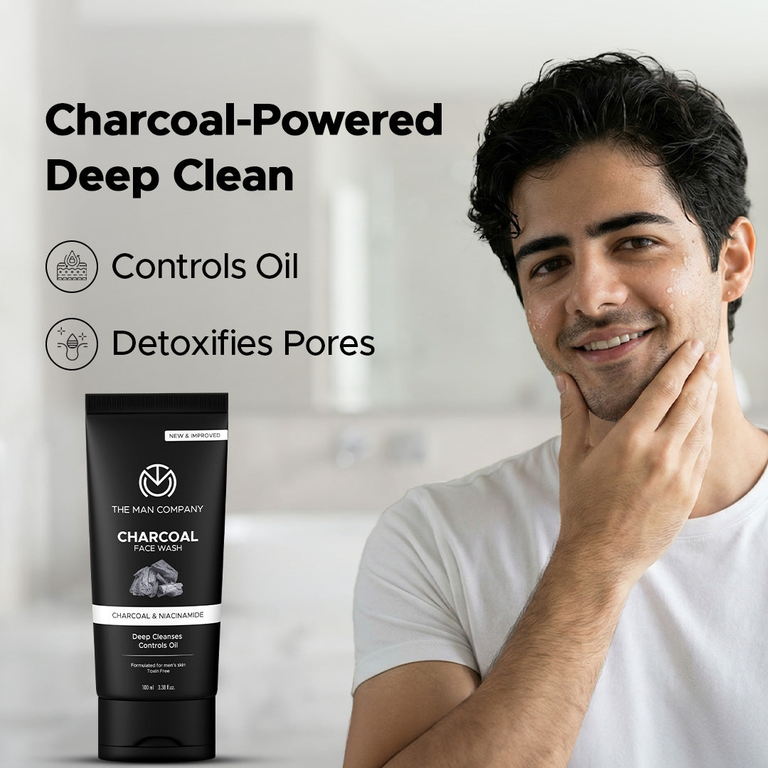Charcoal Face Wash for Men – Charcoal & Niacinamide | Deep Cleansing & Oil Control