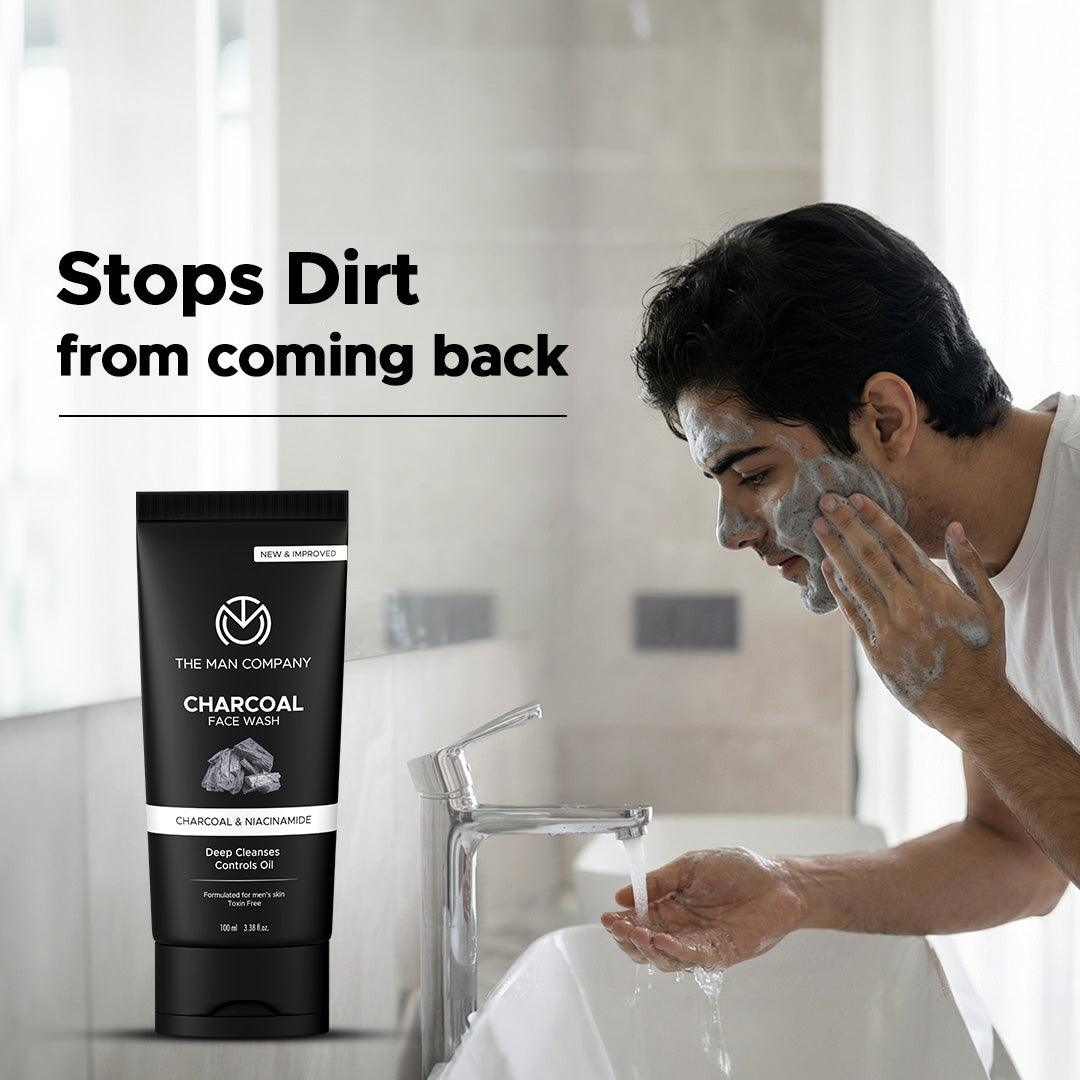 Charcoal Face Wash for Men – Charcoal & Niacinamide | Deep Cleansing & Oil Control