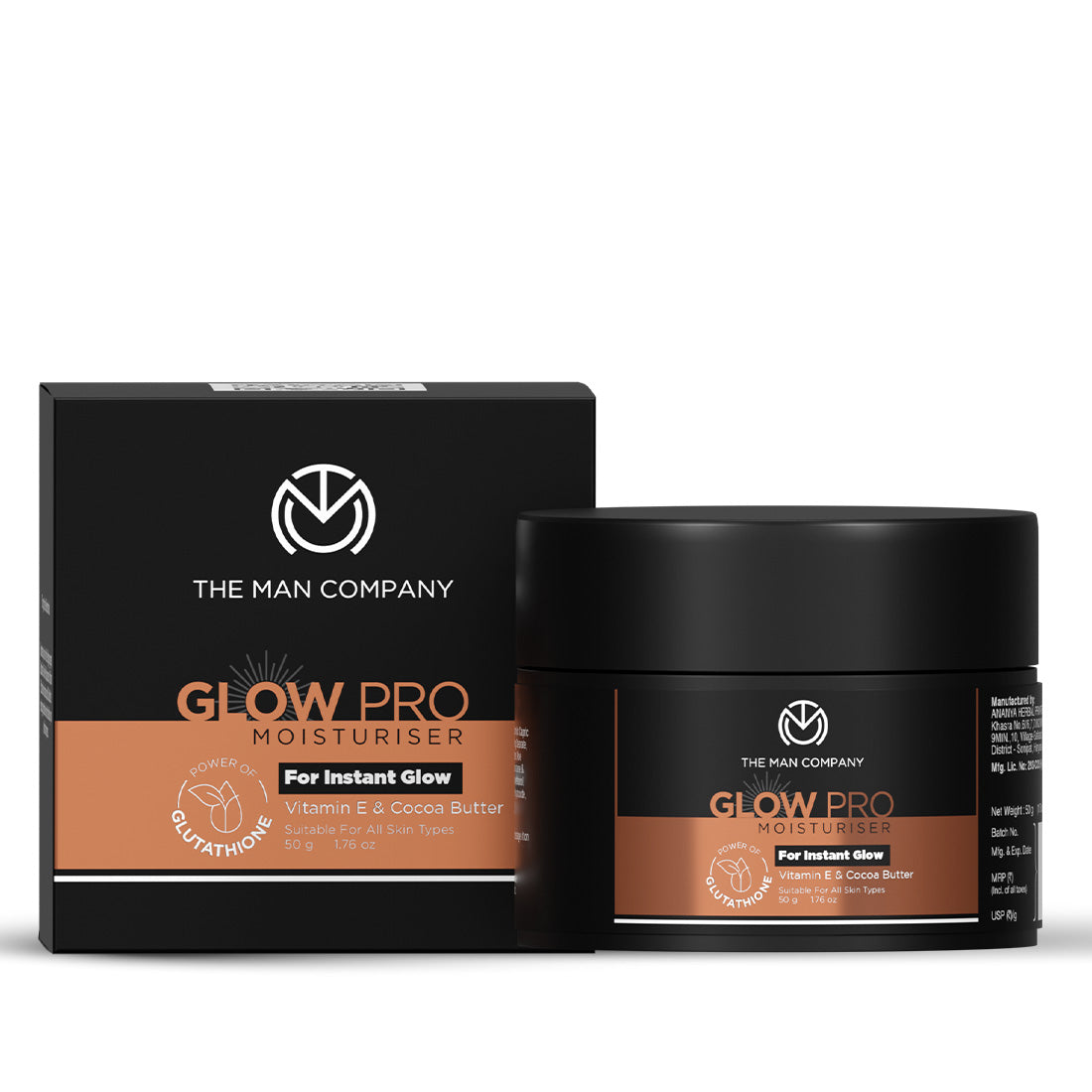 Glow Pro Moisturiser | Glutathione, Vitamin E and Cocoa Butter (50g)