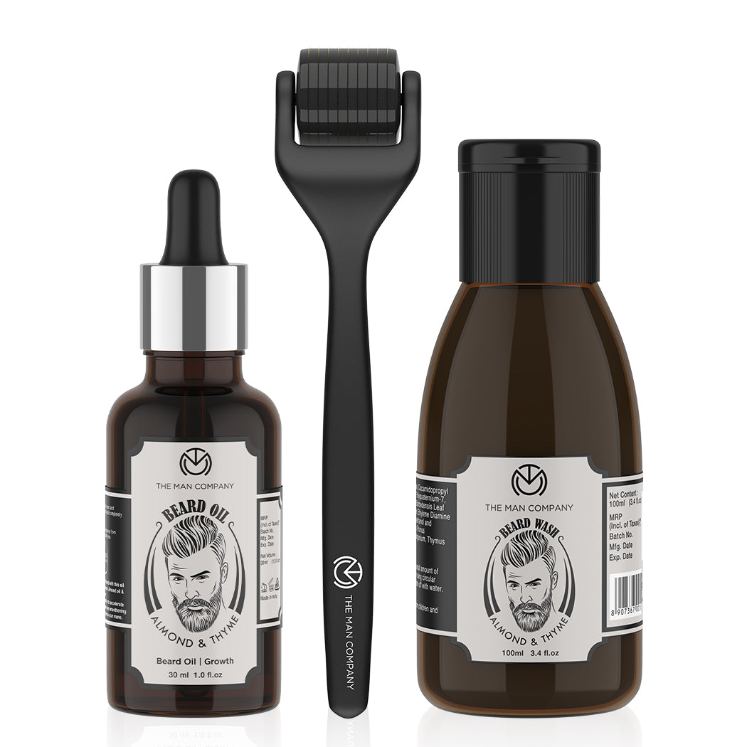 Put your Beard troubles to an end for once and for all! What’s In the Combo? Derma Roller: Activate your scalp with The Man Company’s incredibly safe to use and effective Derma Roller. A newly-introduced hand-held device specially designed with a titanium finish for superior handling.