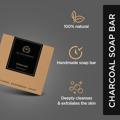 Charcoal Soap Bar. Deep Cleanses skin. Controls oil on skin. Exfoliates skin. 100% natural.